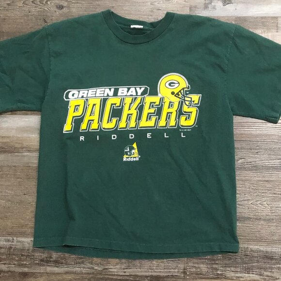 Vtg 90's Riddell Green Bay Packers Mens Medium Tee T Shirt Green - Picture 1 of 10